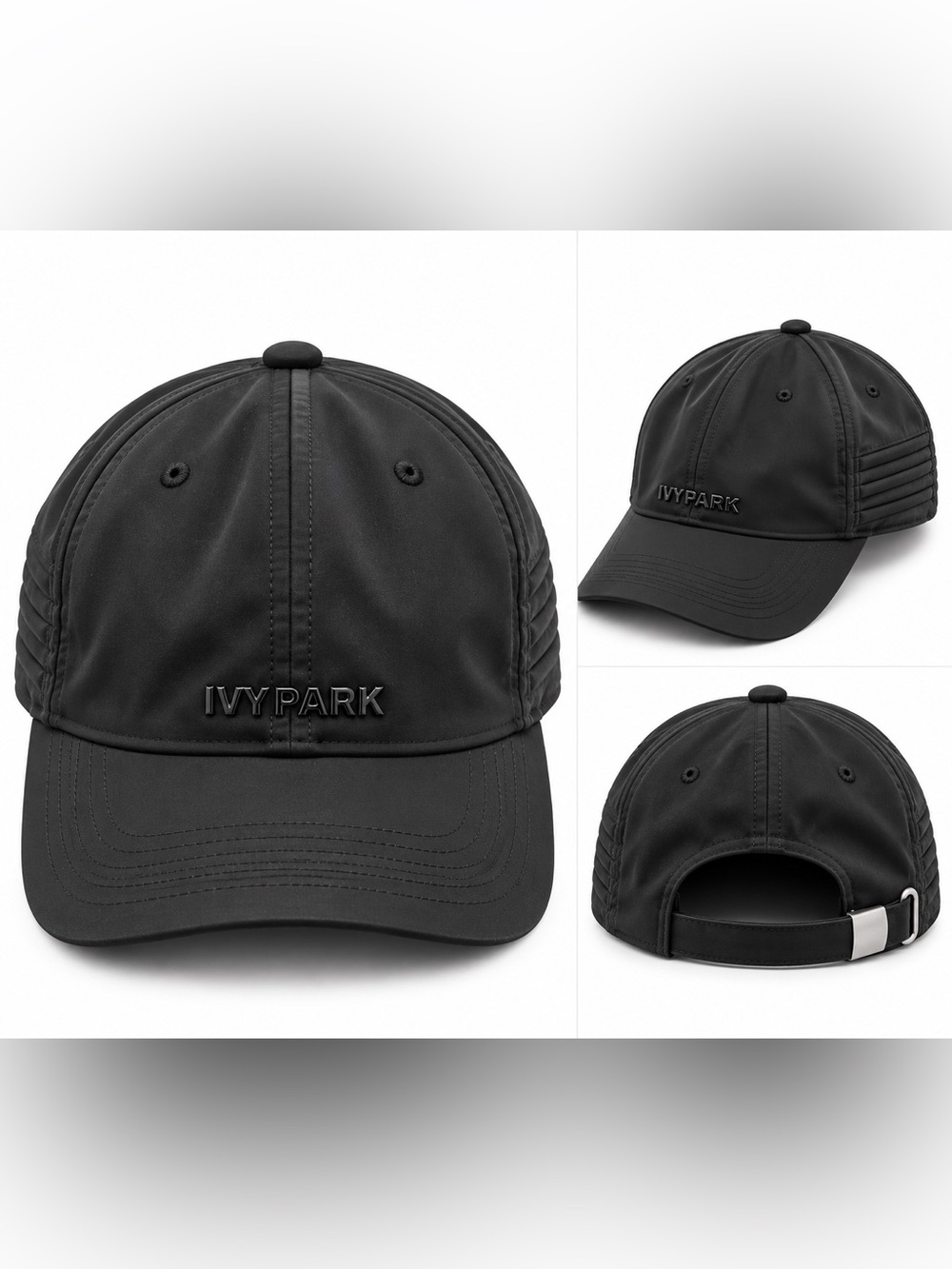 IVY PARK Matte Black Embossed Logo Cap